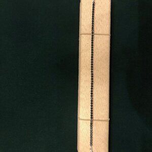 6.48CTW Round Black Spinel Sterling Silver 8 Inch Tennis Bracelet